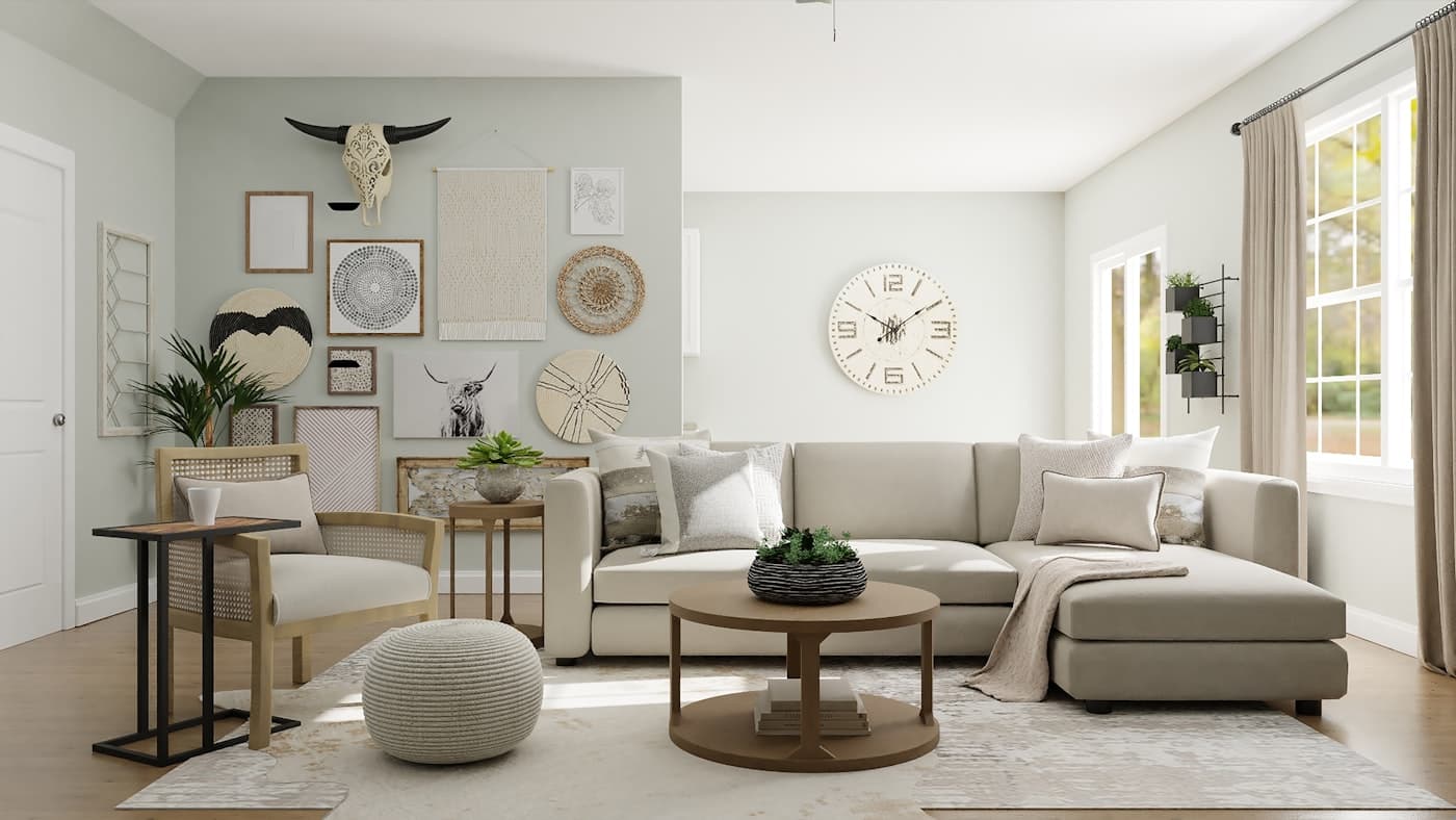 Bright living room after a house-cleaning visit